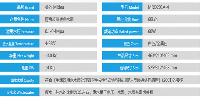 美的反滲透純水MRO201A-4